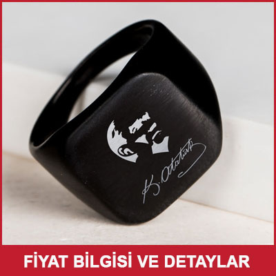 Atatürk Silüeti ve İmzası Tasarımlı Metal Yüzük